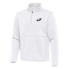 Philadelphia Eagles Antigua Twist Quarter-Zip Pullover Jacket - White Pullover