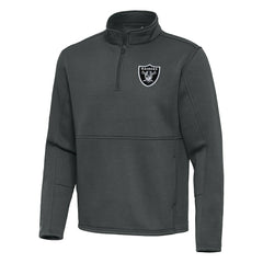 Las Vegas Raiders Antigua Twist Quarter-Zip Pullover Jacket - Pewter Pullover