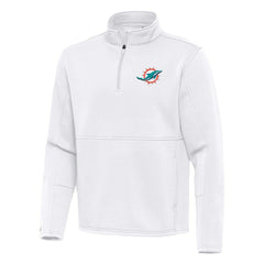 Miami Dolphins Antigua Twist Quarter-Zip Pullover Jacket - White Pullover