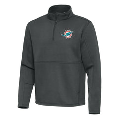 Miami Dolphins Antigua Twist Quarter-Zip Pullover Jacket - Pewter Pullover