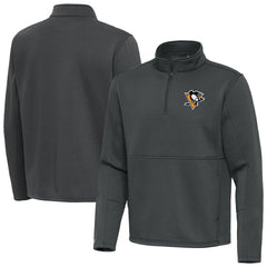 Pittsburgh Penguins Antigua Twist Quarter-Zip Pullover Jacket - Pewter | US 202264745