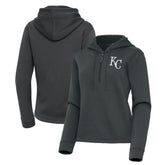 Kansas City Royals Antigua Women's Contemporary Quarter-Zip Hoodie - Pewter Hoodies