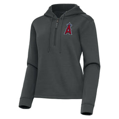 Los Angeles Angels Antigua Women's Contemporary Quarter-Zip Hoodie - Pewter Hoodies
