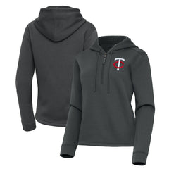 Minnesota Twins Antigua Women's Contemporary Quarter-Zip Hoodie - Pewter Hoodies