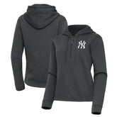 New York Yankees Antigua Women's Contemporary Quarter-Zip Hoodie - Pewter Hoodies