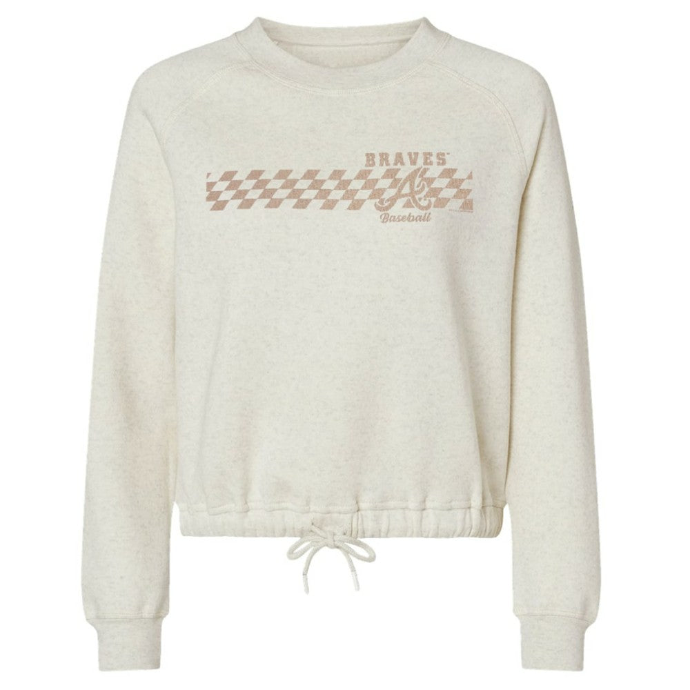 Atlanta Braves Soft as a Grape Women's Tonal Checkered Sweatshirt - Natural Sweatshirts