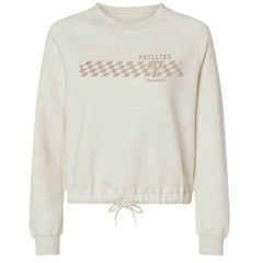 Philadelphia Phillies Soft as a Grape Women's Tonal Checkered Sweatshirt - Natural Sweatshirts