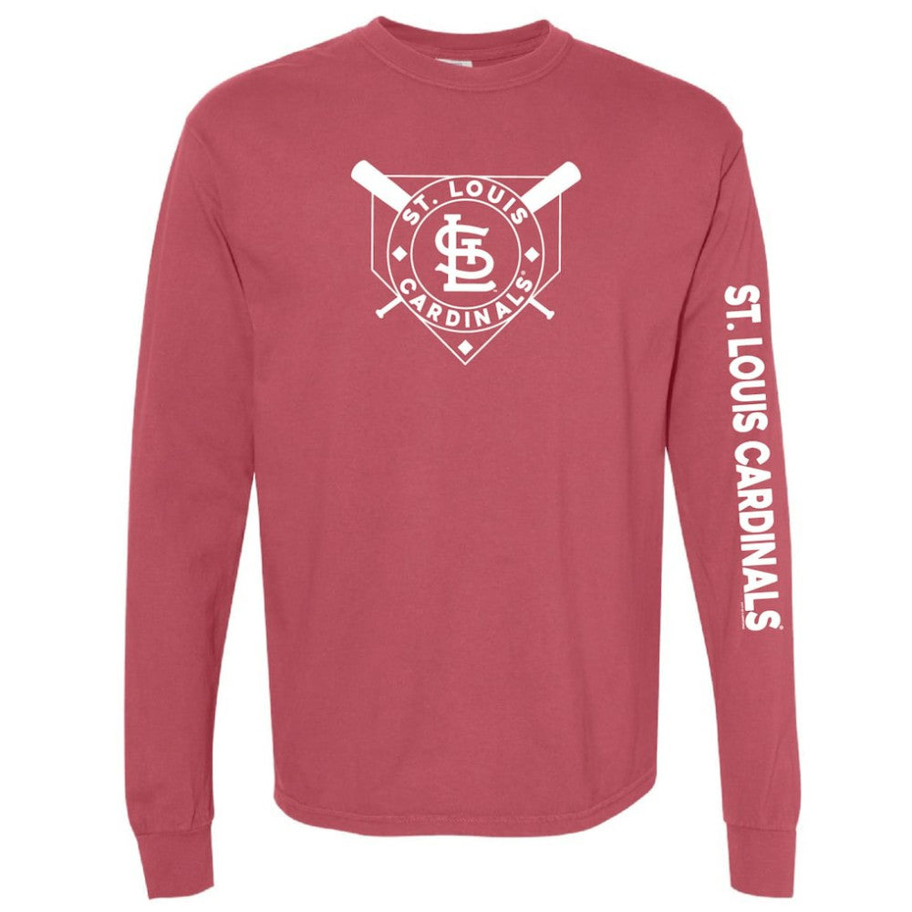 St. Louis Cardinals Soft as a Grape Women's Pigment Dye Long Sleeve T-Shirt - Red T-shirts