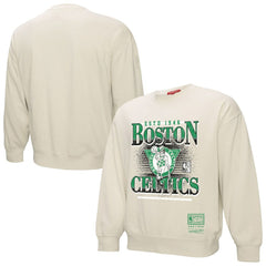 Boston Celtics Women's Oversprayed Pullover Sweatshirt Cream - Mitchell & Ness
