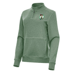 Boston Celtics Antigua Women's Crush Quarter-Zip Fleece Sweatshirt Hunter Green