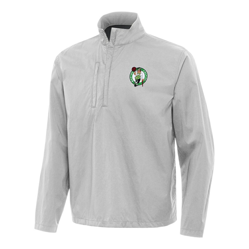 Boston Celtics Antigua Brisk Quarter-Zip Windbreaker Heather Gray
