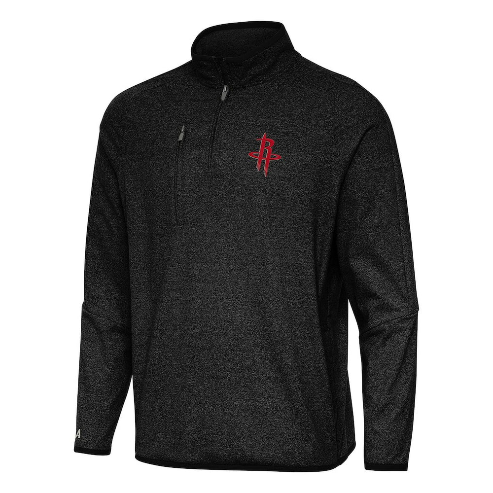 Houston Rockets Antigua Certain Quarter-Zip Tri-Blend Sweatshirt Heather Black