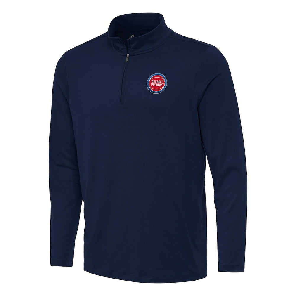 Detroit Pistons Antigua Reprocess Quarter-Zip Top Navy