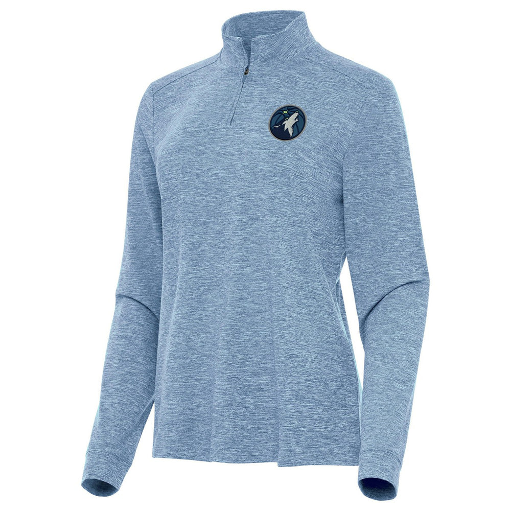 Minnesota Timberwolves Antigua Women's Mentor Quarter-Zip Mock Long Sleeve Top Heather Aqua