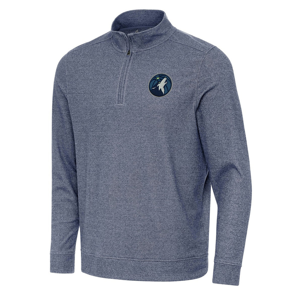 Minnesota Timberwolves Antigua Subtle Quarter-Zip Sweatshirt Heather Navy