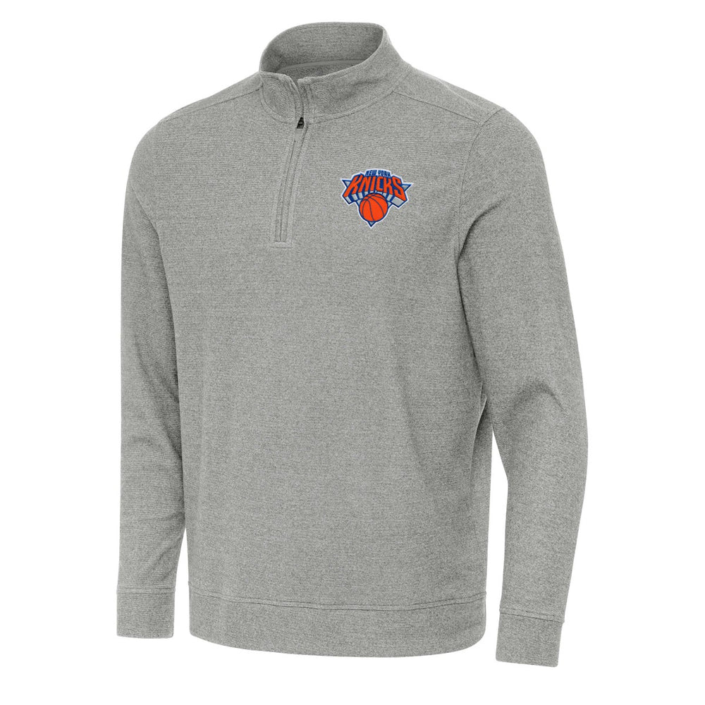 New York Knicks Antigua Subtle Quarter-Zip Sweatshirt Heather Gray