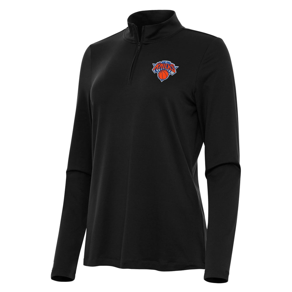 New York Knicks Antigua Women's Reprocess Quarter-Zip Top Black