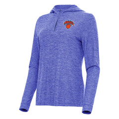 New York Knicks Antigua Women's Daybreak Quarter-Zip Hoodie Heather Blue