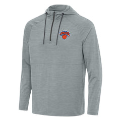 New York Knicks Antigua Spikes Raglan Quarter-Zip Hoodie Heather Gray