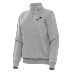 Utah Jazz Antigua Women's Victory Quarter-Zip Sweatshirt Heather Gray