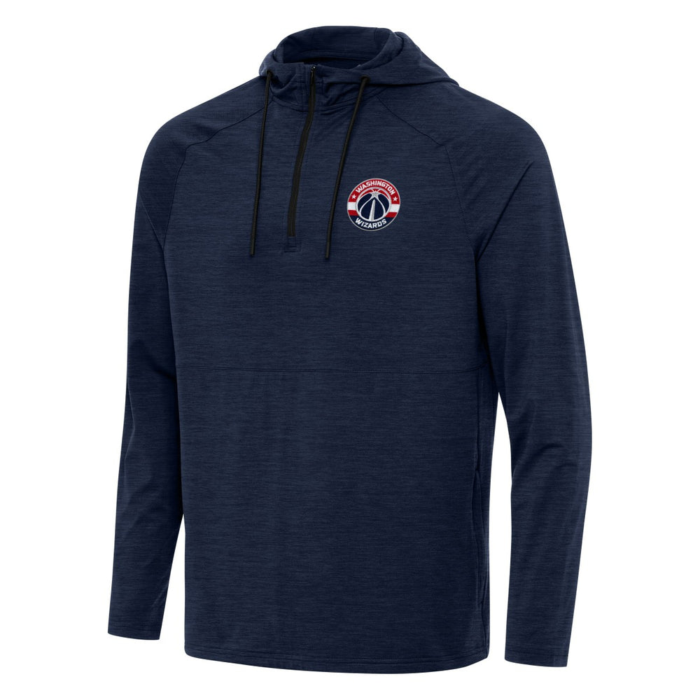 Washington Wizards Antigua Spikes Raglan Quarter-Zip Hoodie Heather Navy