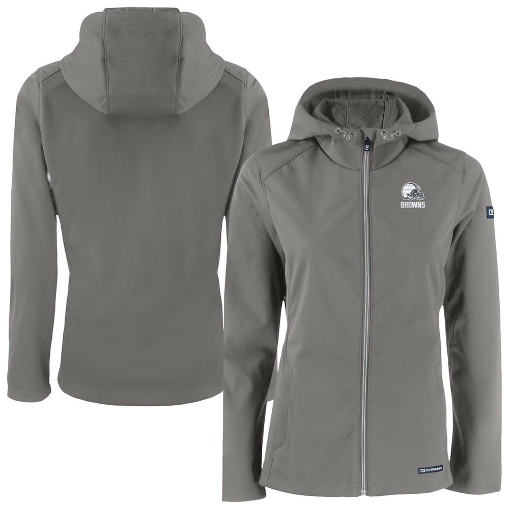 Cleveland Browns Cutter & Buck Women's Evoke Eco Softshell Recycled Full-Zip Hoodie Jacket - Gray Hoodies