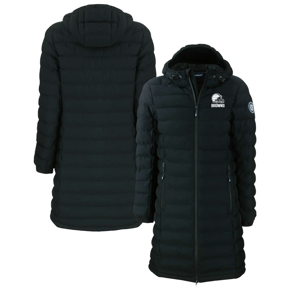 Cleveland Browns Cutter & Buck Women's Mission Ridge Repreve Eco Insulated Full-Zip Hoodie Long Puffer Jacket - Black Hoodies