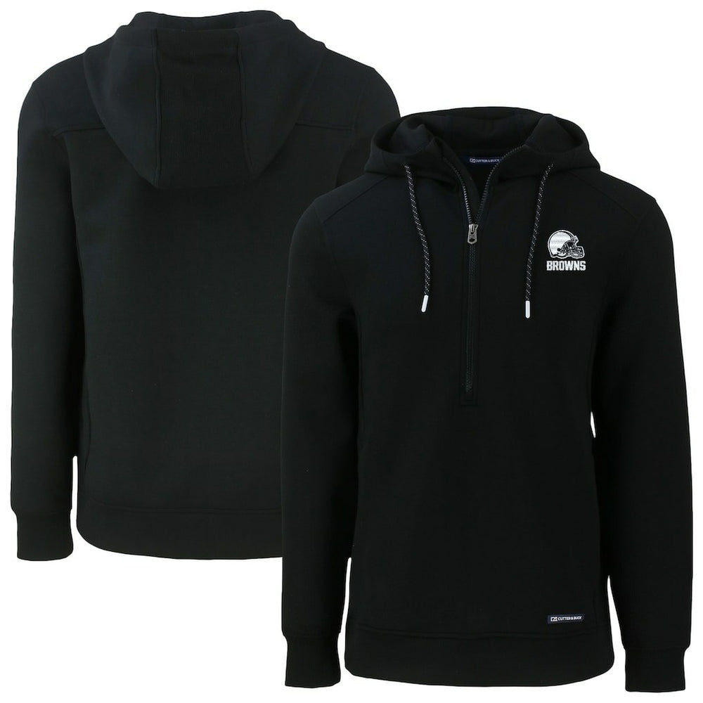 Cleveland Browns Cutter & Buck Roam Eco Recycled Half-Zip Pullover Hoodie - Black Hoodies