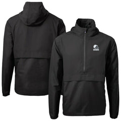 Cleveland Browns Cutter & Buck Charter Eco Recycled Anorak Half-Zip Hoodie Jacket - Black Hoodies