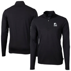 Cleveland Browns Cutter & Buck Big & Tall Virtue Eco Pique Recycled Quarter-Zip Pullover Top - Black Pullover