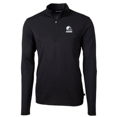 Cleveland Browns Cutter & Buck Big & Tall Virtue Eco Pique Recycled Quarter-Zip Pullover Top - Black Pullover