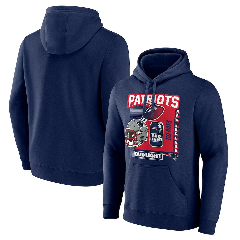 New England Patriots Bud Light Pullover Hoodie - Navy Hoodies