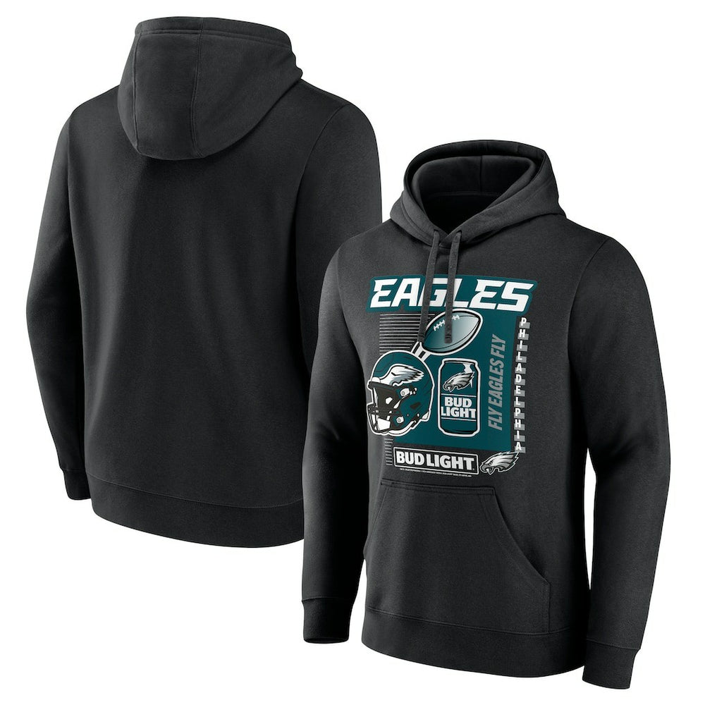 Philadelphia Eagles Bud Light Pullover Hoodie - Black Hoodies