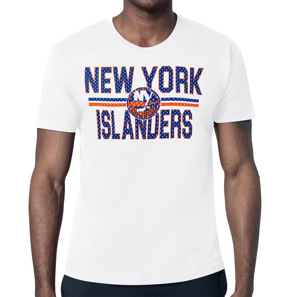 New York Islanders Starter Mesh Look Team Name T-Shirt - White | US 202296558