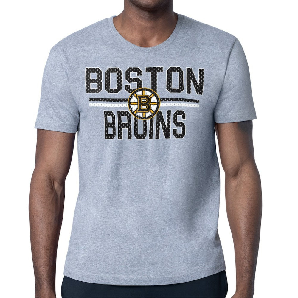 Boston Bruins Starter Mesh Look Team Name T-Shirt - Heather Gray | US 202296567