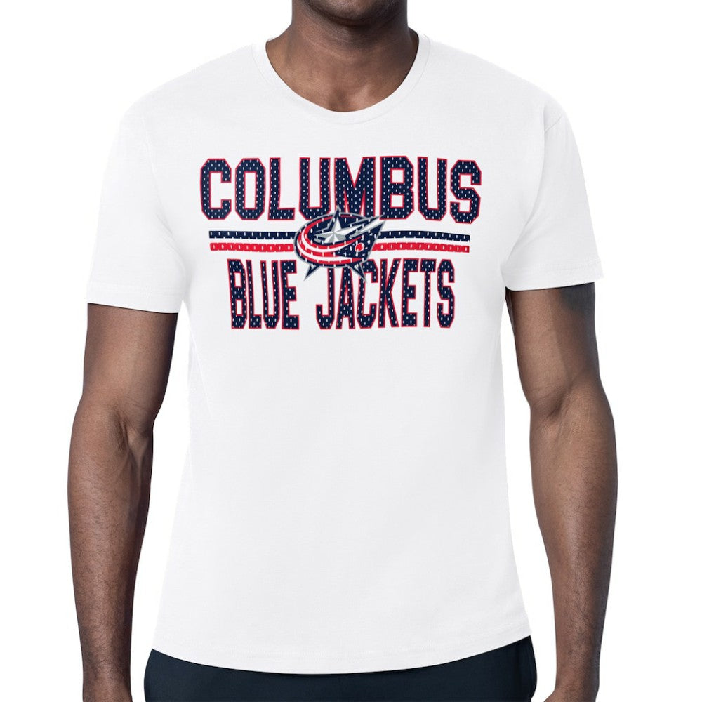 Columbus Blue Jackets Starter Mesh Look Team Name T-Shirt - White | US 202296587