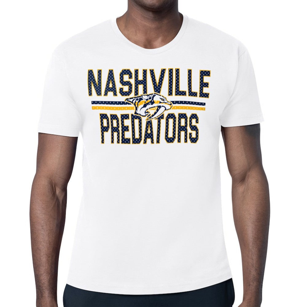 Nashville Predators Starter Mesh Look Team Name T-Shirt - White | US 202296641