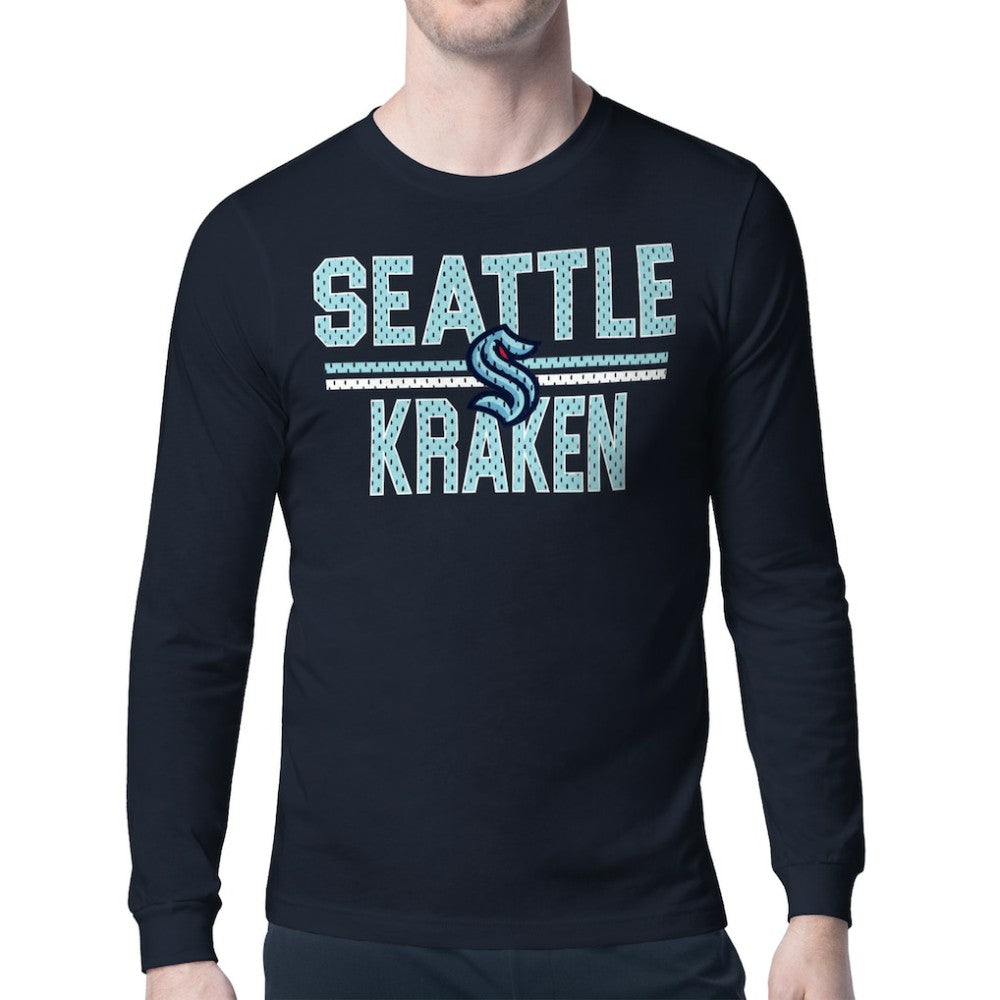 Seattle Kraken Starter Mesh Look Team Name Long Sleeve T-Shirt - Deep Sea Blue | US 202296645