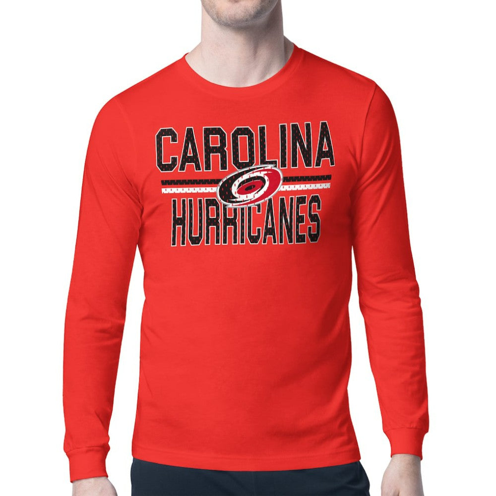 Carolina Hurricanes Starter Mesh Look Team Name Long Sleeve T-Shirt - Red | US 202296652