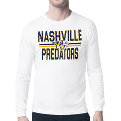 Nashville Predators Starter Mesh Look Team Name Long Sleeve T-Shirt - White | US 202296677