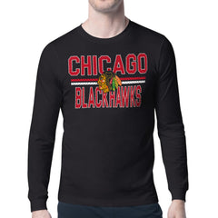 Chicago Blackhawks Starter Mesh Look Team Name Long Sleeve T-Shirt - Black | US 202296711