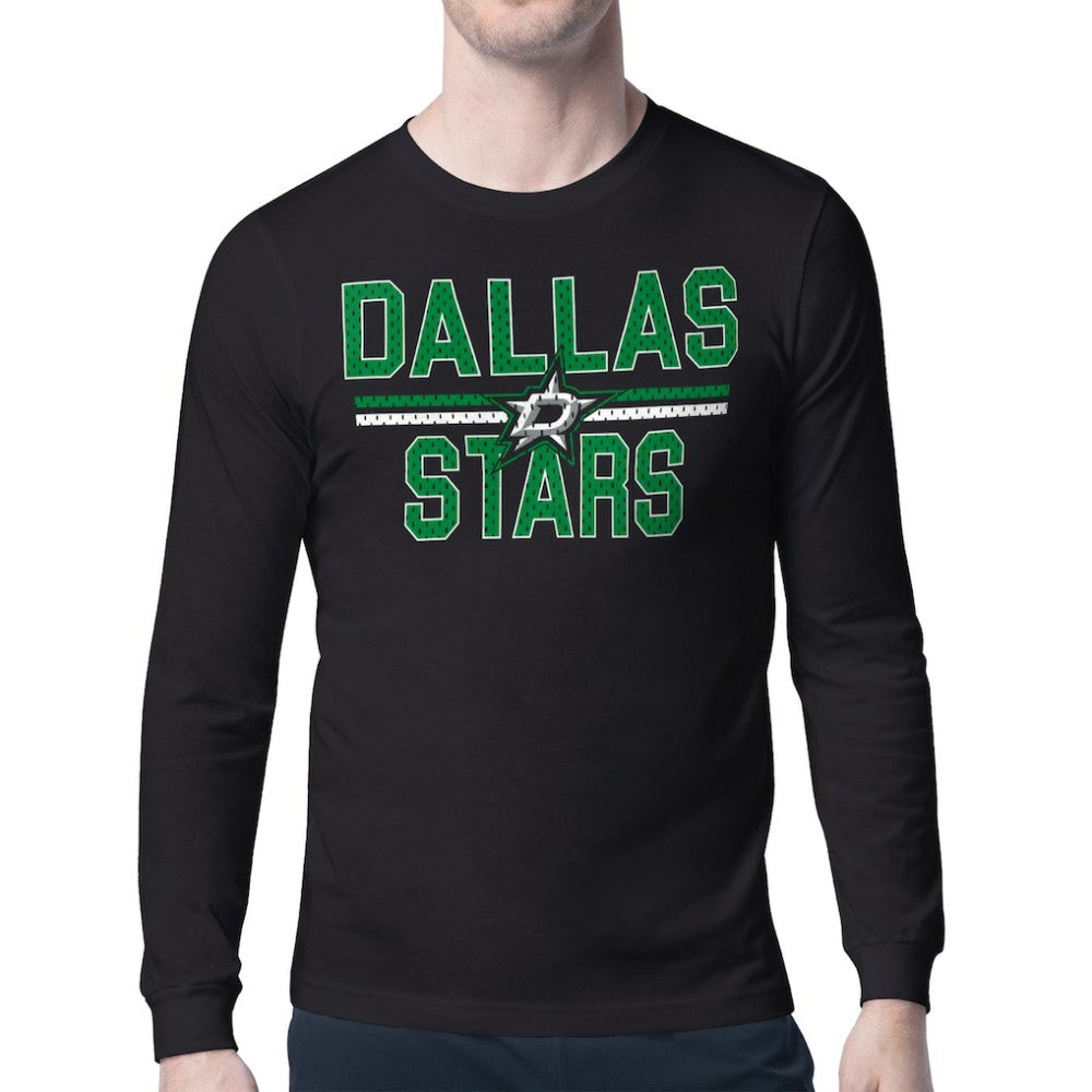 Dallas Stars Starter Mesh Look Team Name Long Sleeve T-Shirt - Black | US 202296716