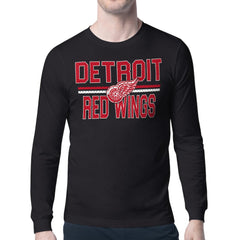 Detroit Red Wings Starter Mesh Look Team Name Long Sleeve T-Shirt - Black | US 202296718