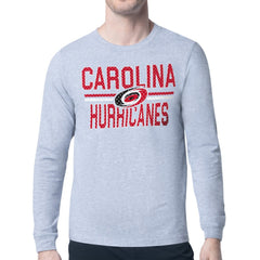 Carolina Hurricanes Starter Mesh Look Team Name Logo Long Sleeve T-Shirt - Heather Gray | US 202296724