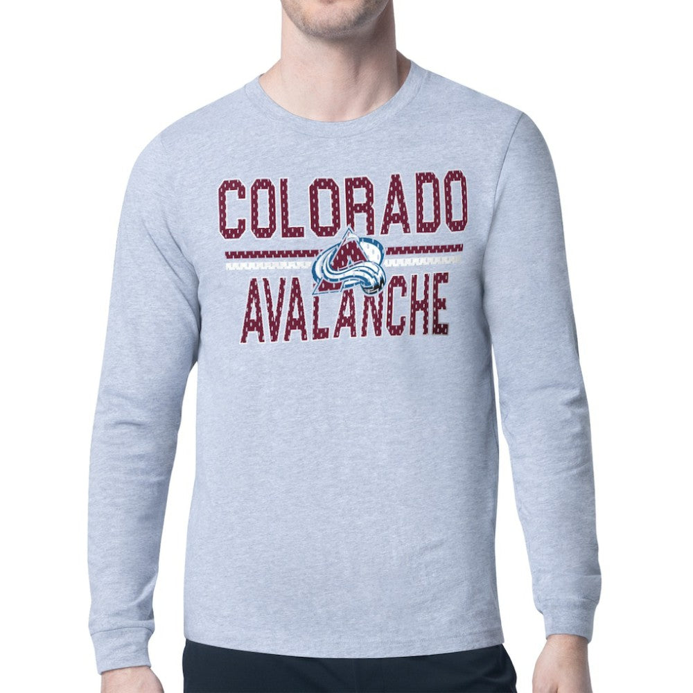 Colorado Avalanche Starter Mesh Look Team Name Logo Long Sleeve T-Shirt - Heather Gray | US 202296726