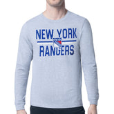 New York Rangers Starter Mesh Look Team Name Logo Long Sleeve T-Shirt - Heather Gray | US 202296738