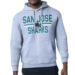 San Jose Sharks Starter Mesh Look Team Name Logo Tri-Blend Pullover Hoodie - Heather Gray | US 202296771