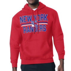 New York Rangers Starter Mesh Look Team Name Logo Tri-Blend Pullover Hoodie - Red | US 202296816
