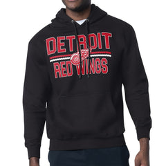 Detroit Red Wings Starter Mesh Look Team Name Logo Tri-Blend Pullover Hoodie - Black | US 202296819