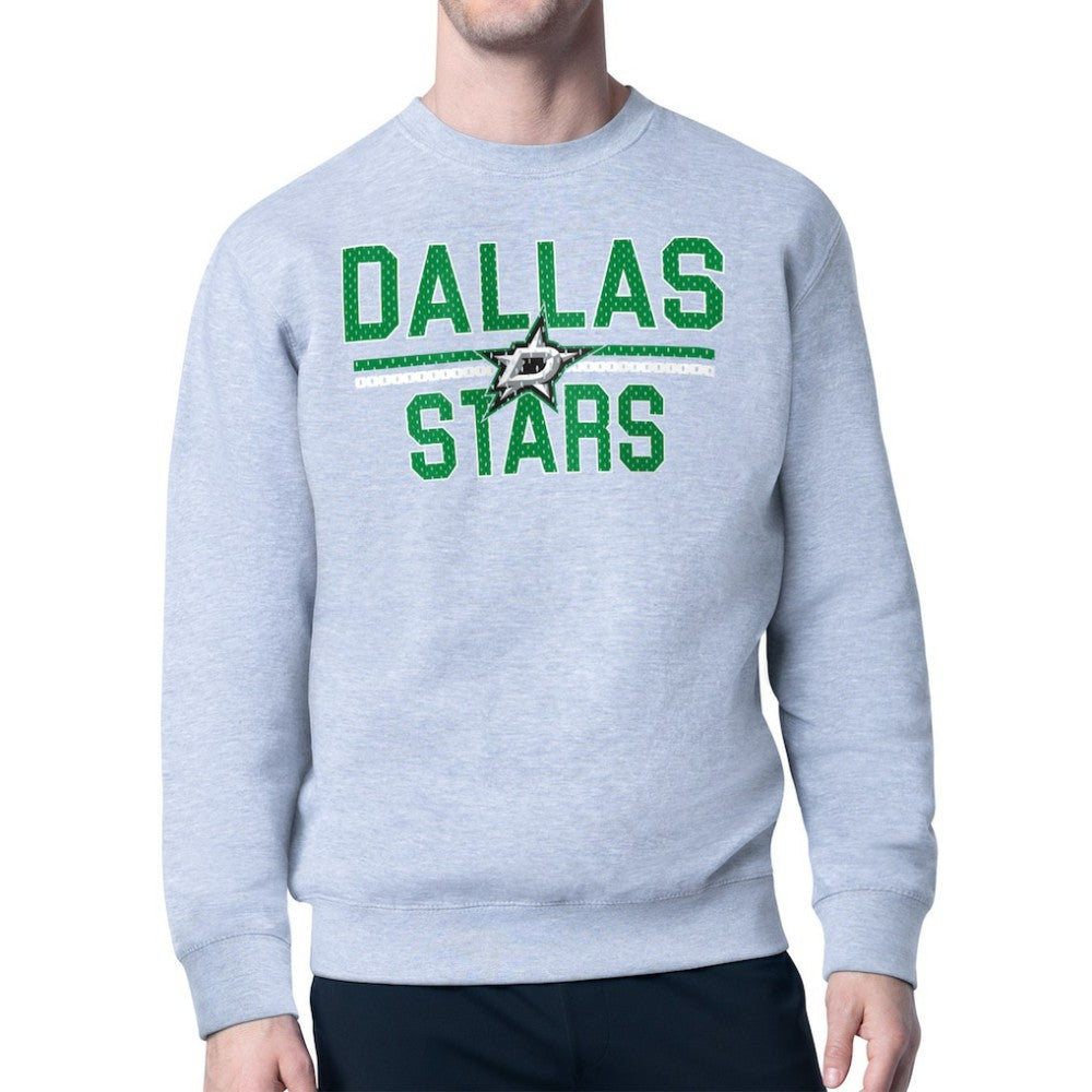 Dallas Stars Starter Mesh Look Team Name Logo Pullover Sweatshirt - Heather Gray | US 202296867